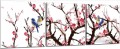 birds in plum blossom in set panels